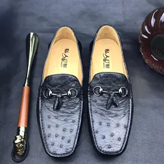 Men’s Slip On Ostrich Loafer Dress Shoes BMBOS12081 image 1