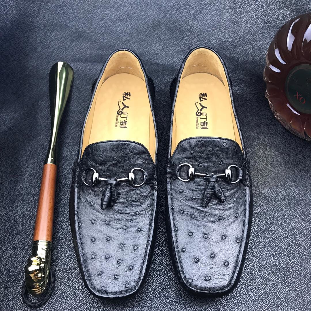 Men’s Slip On Ostrich Loafer Dress Shoes BMBOS12081