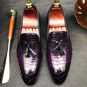 Genuine Crocodile Texture Penny Shoes