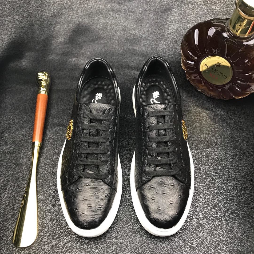 Ostrich Casual Leather Sneaker Shoes BMBOS12089