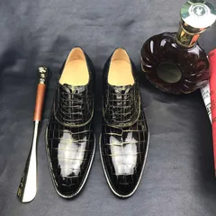 Crocodile Skin Black Gold Oxford Shoe BMBAS12090 image 1