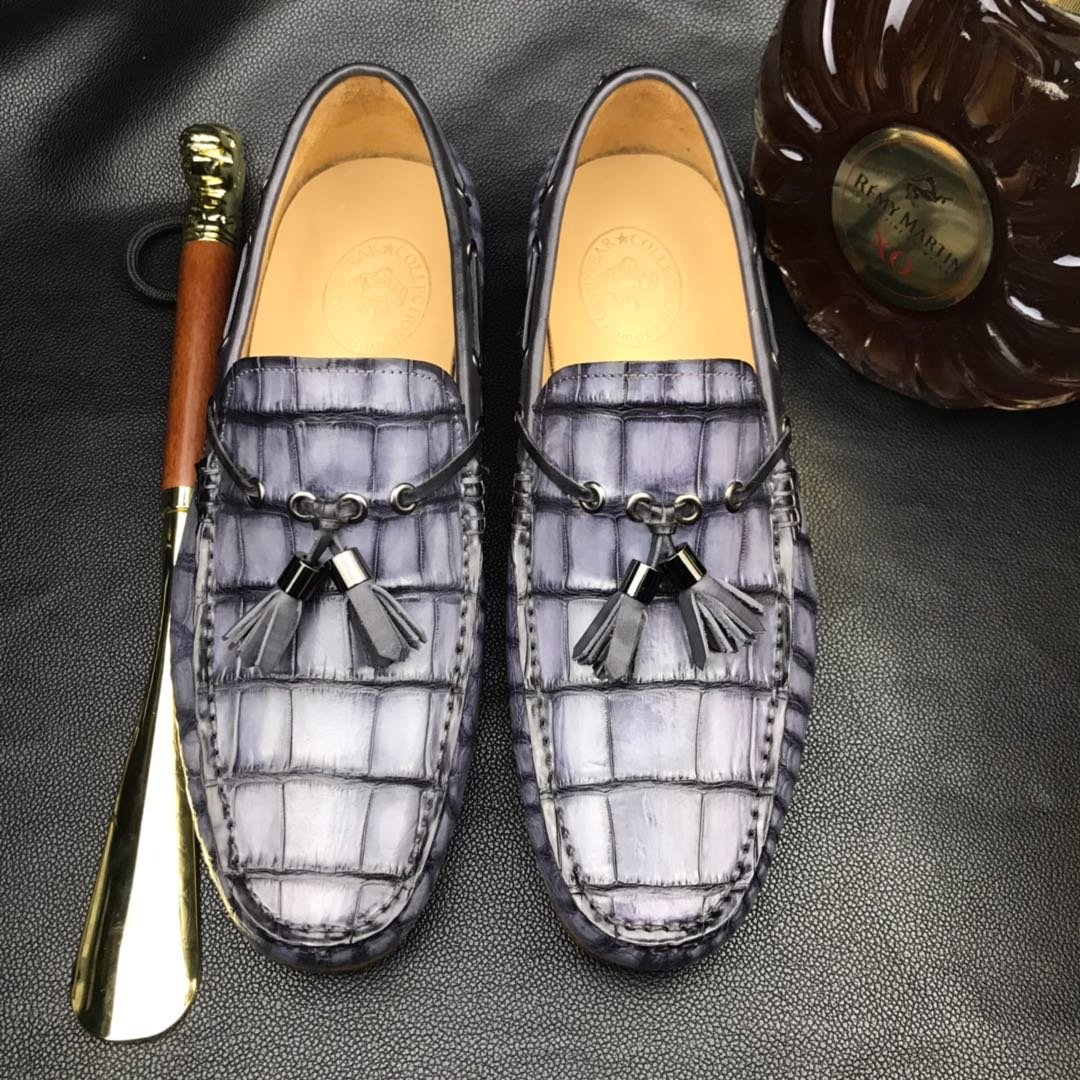Men’s Loafers Excellent Soft Crocodile Skin Flats BMGAS12093