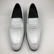 Crocodile White Loafer Shoes Texture Slip-Ons