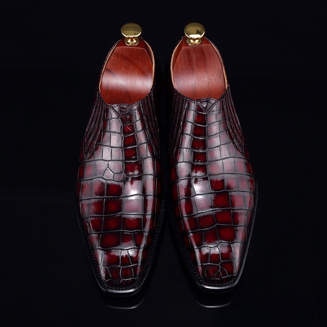 Crocodile Skin Slip On Crocodile Leather Boat Shoes BMBAS12060