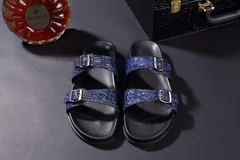 Crocodile Double Buckle Slipper Leather Sandals BMBAS120106 image 1