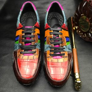 Men's Colorful All Real Crocodile Skin Sneakers