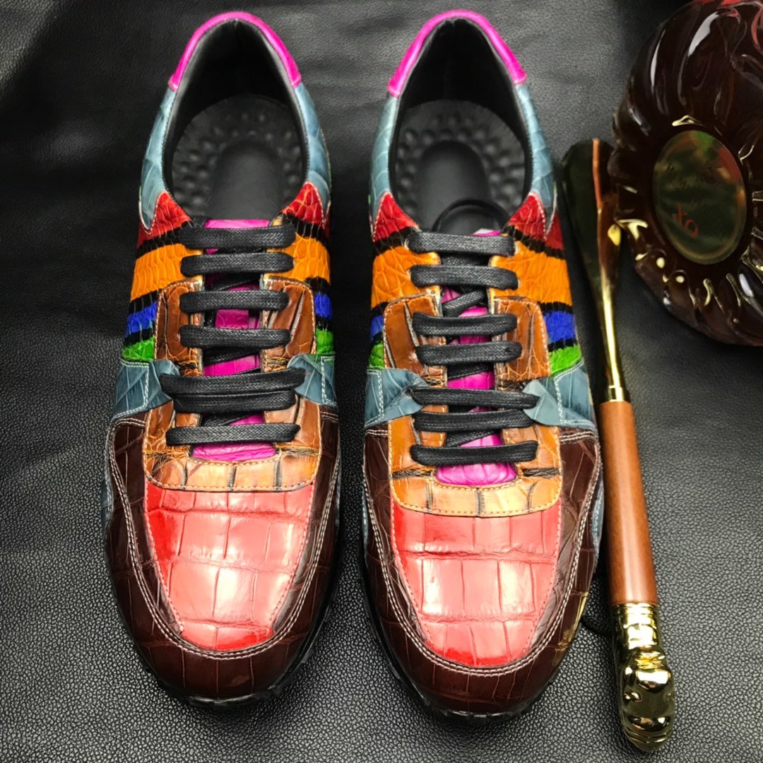 Men’s Colorful All Real Crocodile Skin Sneakers BMCAS120114
