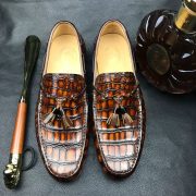 Men Moccasin Boat Shoes Crocodile Pattern