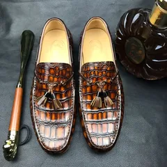Men Moccasin Boat Shoes Crocodile Pattern BMBAS120121 image 1