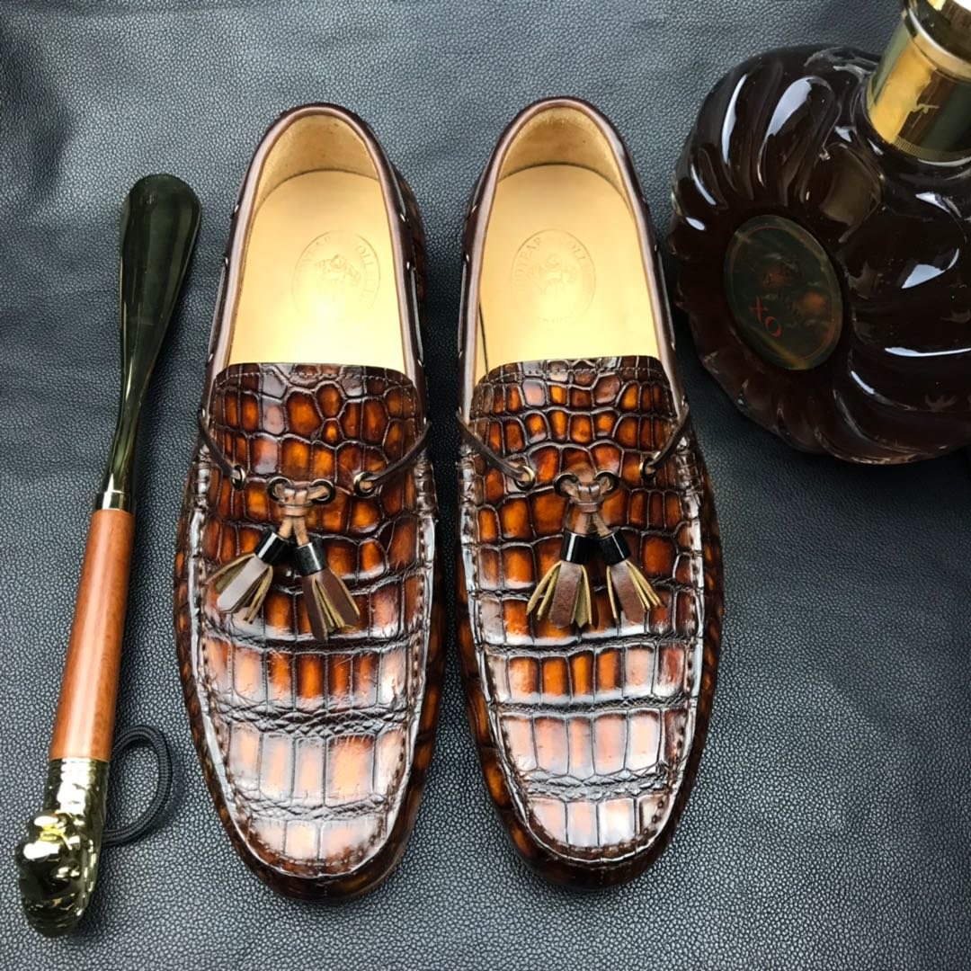 Men Moccasin Boat Shoes Crocodile Pattern BMBAS120121
