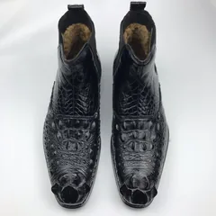 Men’s Crocodile Leather Ankle High Chelsea Dress Boots BMBAS120129 image 1