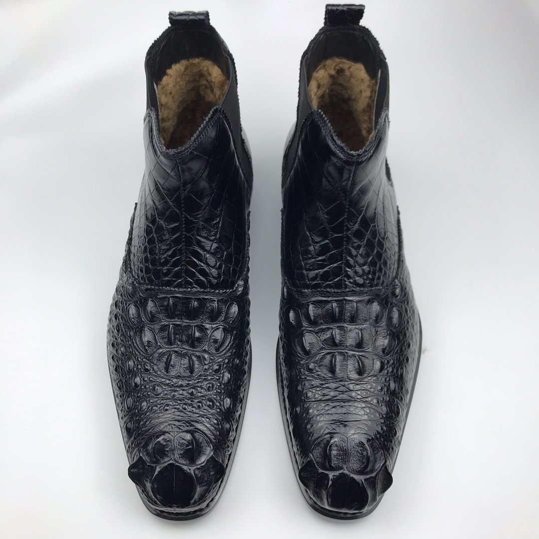 Men’s Crocodile Leather Ankle High Chelsea Dress Boots BMBAS120129