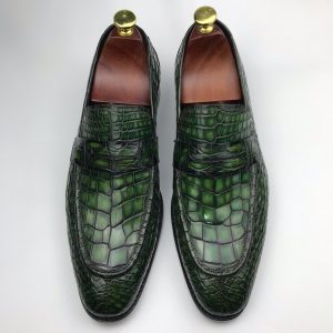 Men Penny Loafer Slip on Crocodile Texture