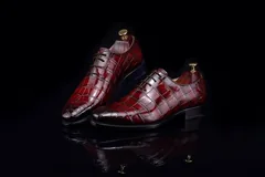 Mens classic Oxfords Crocodile Wedding Shoes BMBAS120140 image 5