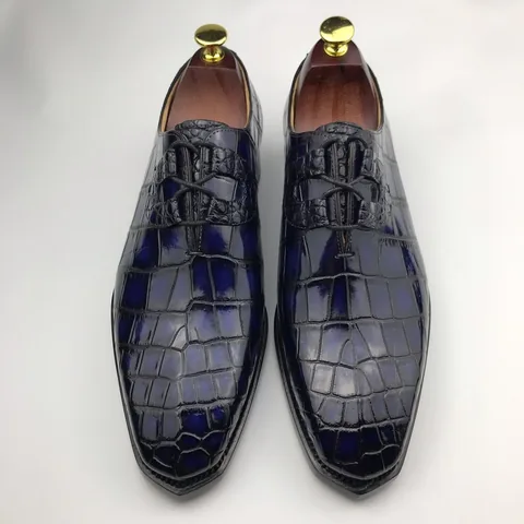 Blue Scale-Patterned Dress Shoes BMBAS120142
