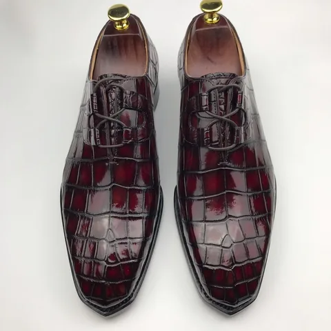 Men’s Genuine Crocodile Oxford Shoes Lace Up Shoes BMBAS120143