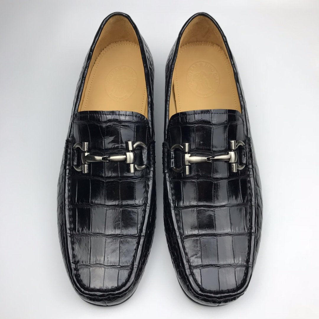 Crocodile Leather Casual Slip On Shoes Comfortable Loafer BMBAS120150