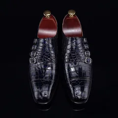 Men’s Crocodile Pointed Toe Monk Slip-On Shoe BMBAS12055 image 1
