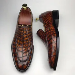 Crocodile Pointy Toe Slip On Loafers Formal Shoes BMBAS12064 image 4