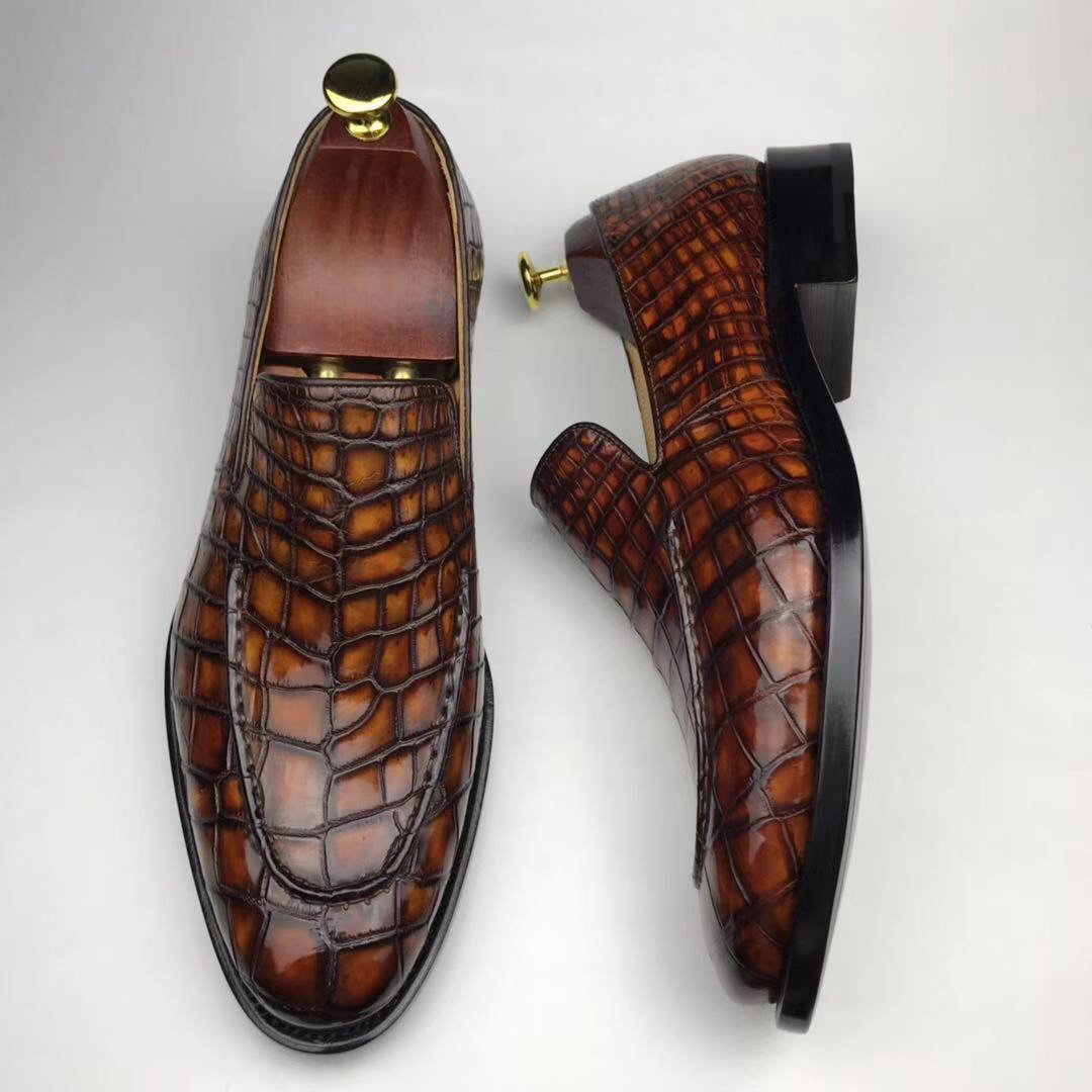 Crocodile Pointy Toe Slip On Loafers Formal Shoes BMBAS12064 image 4