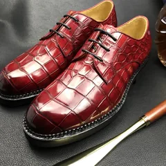 Men red gator dress shoes Classic Derby BMRAS120163 image 4