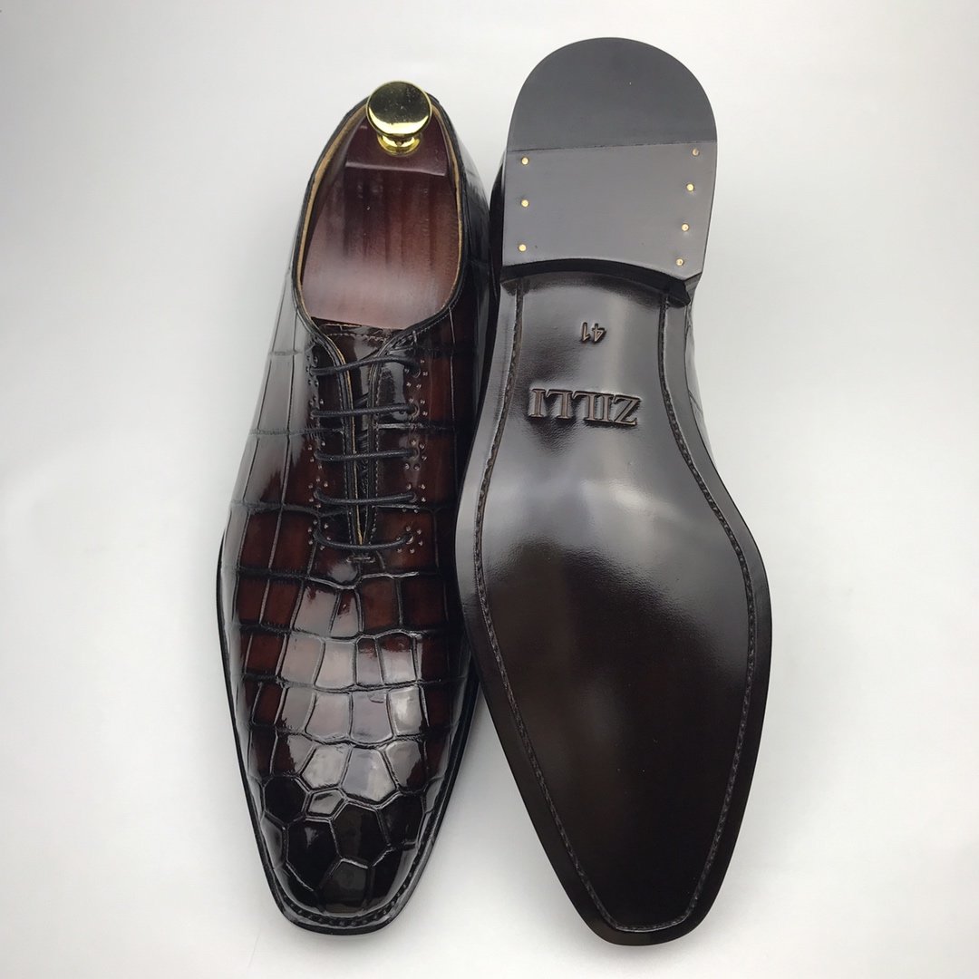 Men’s Exotic Smooth Crocodile Print Comfortable Oxford BMBAS12066 image 4