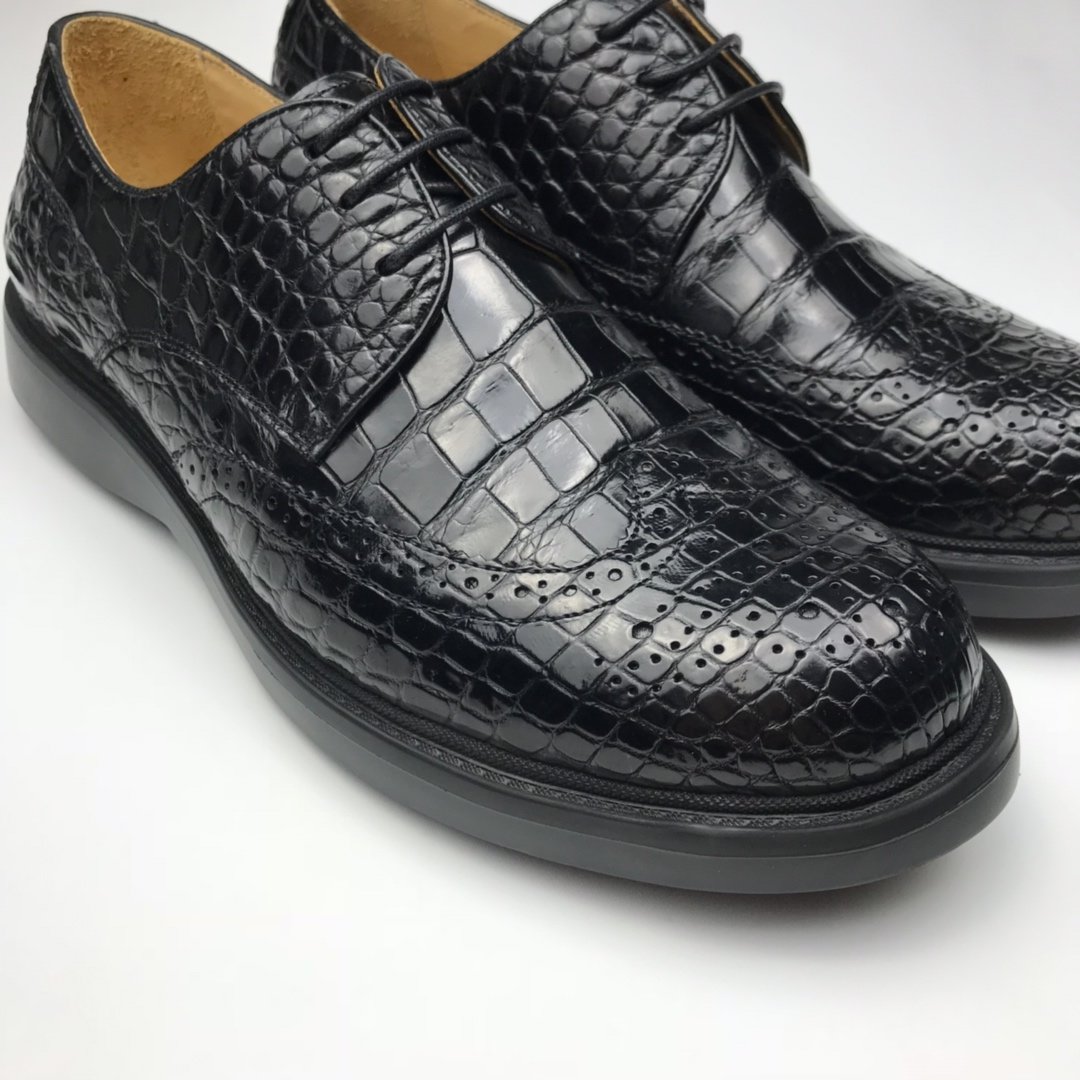 Exotic Men’s Crocodile Leather Wingtip Shoes BMBAS120180 image 4