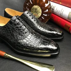 Crocodile Cap Toe Derby Lace Up Oxford Dress Shoes BMBAS120186 image 4