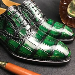 Crocodile Whole-Cut Leather Oxford Shoes BMGAS120191 image 4