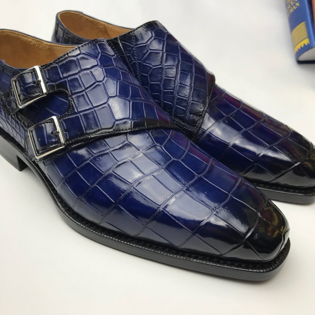 Crocodile Leather Brogues Buckle Shoes BMBAS120192 image 3