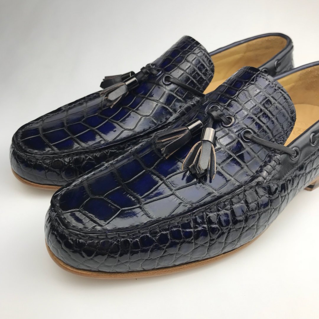 Tassel Loafers Shoes Men Pointed Toe Crocodile Men Shoes BMBAS120194 image 3