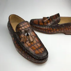 Crocodile Slip On Men Shoes Tassel Loafer BMBAS120195 image 3