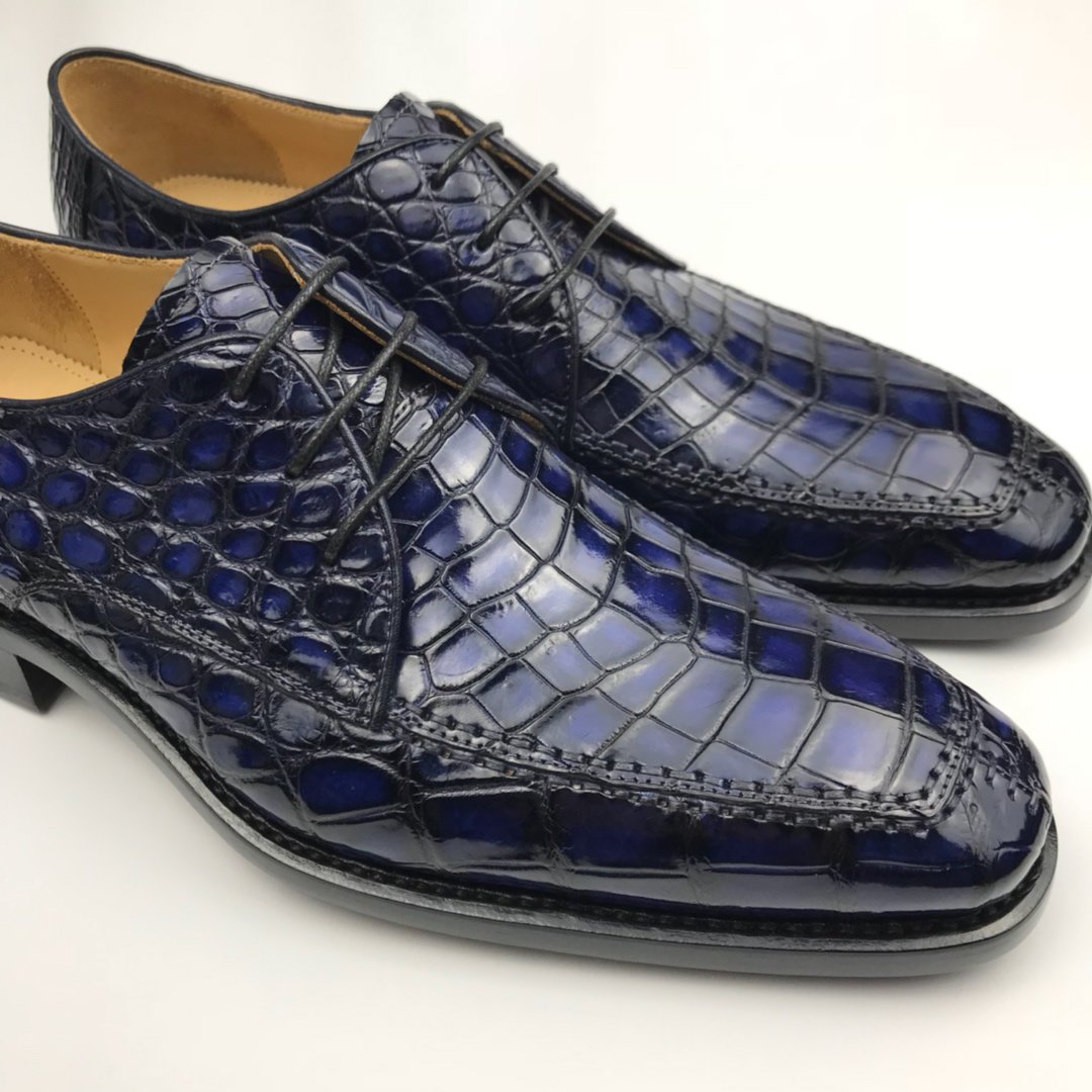 Genuine Crocodile Oxford Laces Leather Brogues Shoes BMBAS120197 image 7