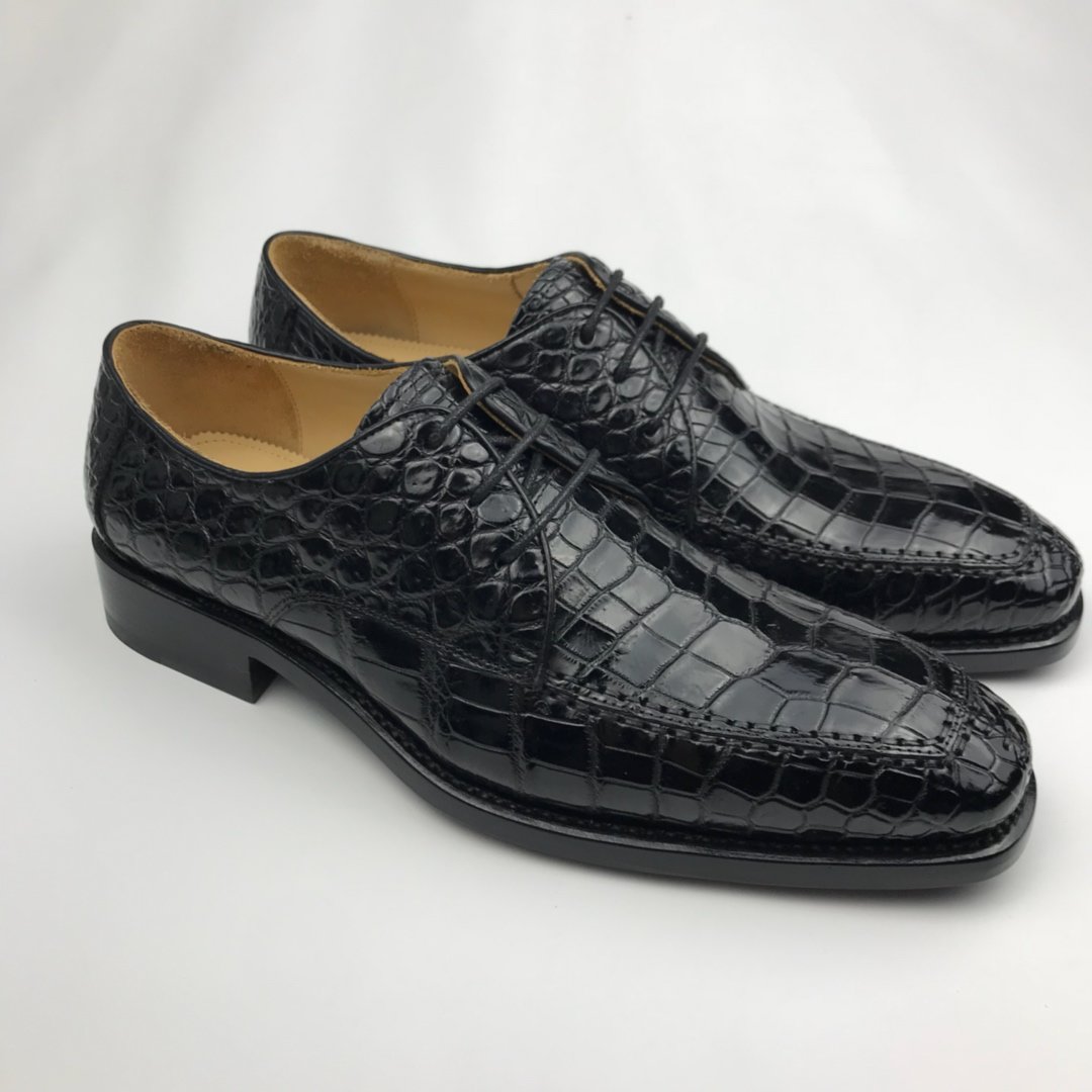 Genuine Crocodile Leather Vintage Handmade Shoes BMBAS120198 image 4