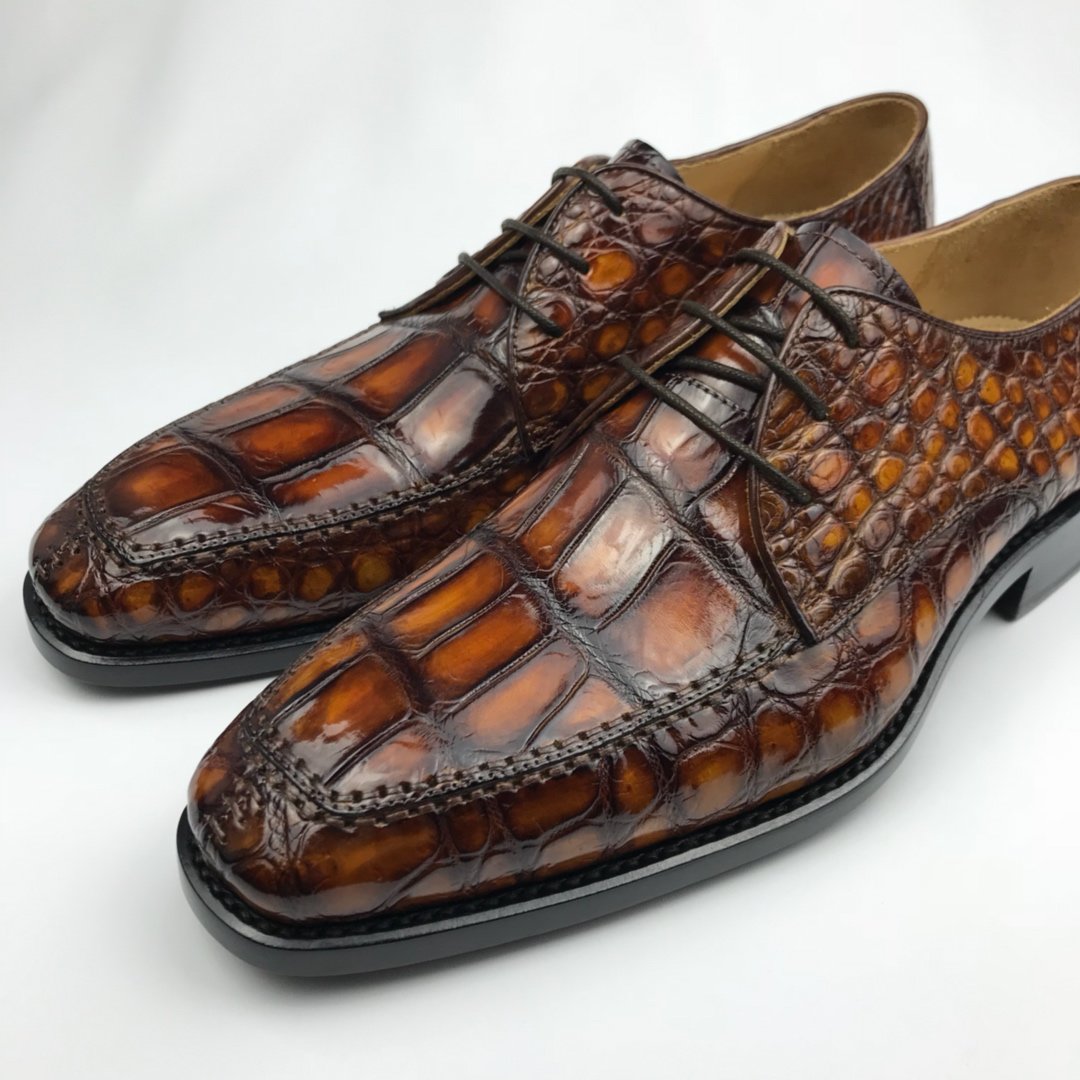 Derby Croc-Effect Leather Shoes BMBAS120200 image 4
