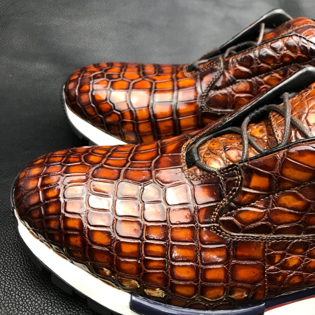 Mens Crocodile Print Lace Up Designer Shoes BMBAS120204 image 3