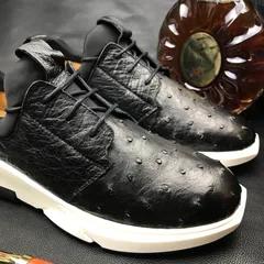 Ostrich Print Leather Derby Lace up Casual Shoes BMBOS120205 image 4