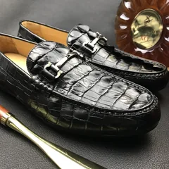 Crocodile Horn Back Leather Slip On Casual Loafer BMBAS120210 image 4