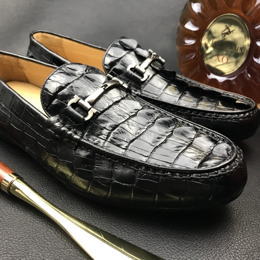 Crocodile Horn Back Leather Slip On Casual Loafer BMBAS120210 image 4