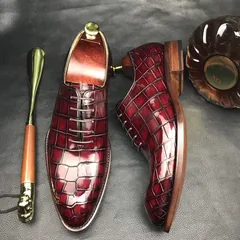 Men’s New Genuine Crocodile Oxford Shoes BMBAS12072 image 4