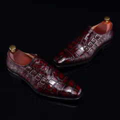 Monk Strap Shoes High-end Leather Crocodile Shoes BMBAS12057 image 4