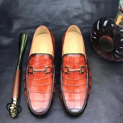 Crocodile Leather Penny Loafer Casual Flat Shoes BMBAS12074 image 8