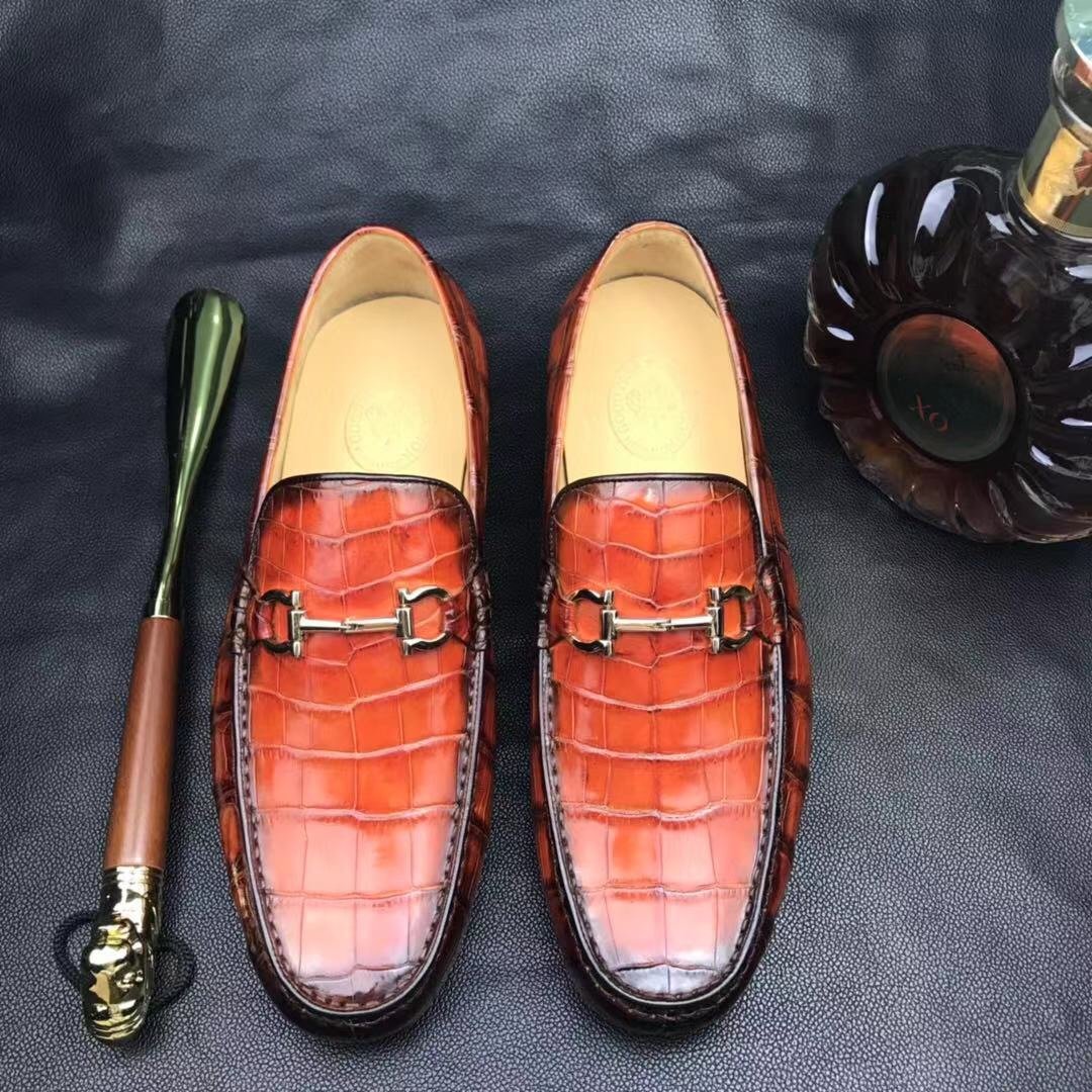 Crocodile Leather Penny Loafer Casual Flat Shoes BMBAS12074 image 8