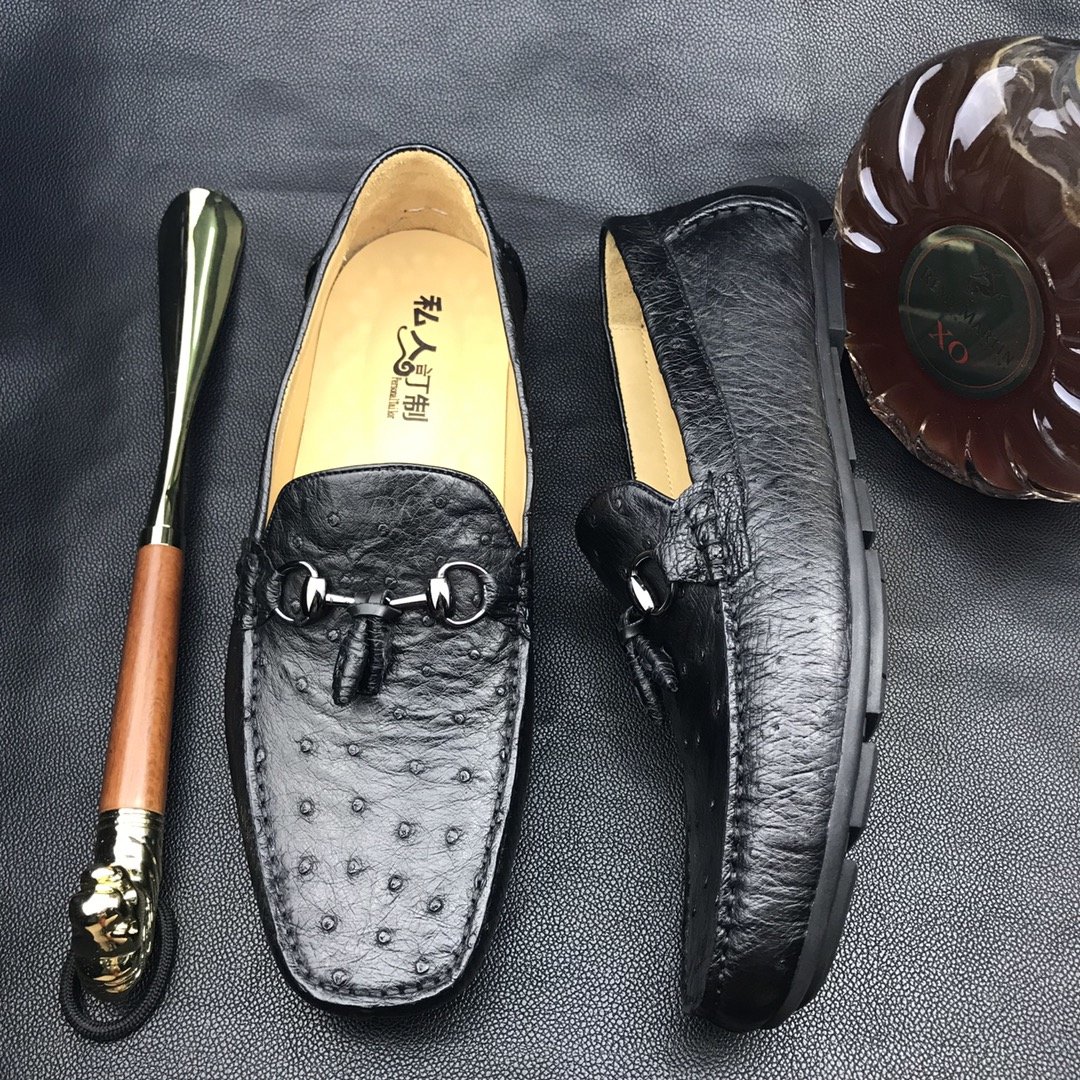 Men’s Slip On Ostrich Loafer Dress Shoes BMBOS12081 image 3