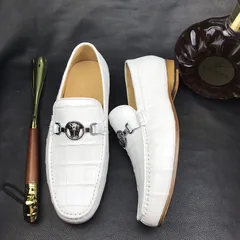 White Scale-Patterned Slip-On Loafers BMWAS12088 image 5