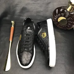 Ostrich Casual Leather Sneaker Shoes BMBOS12089 image 4