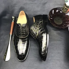 Crocodile Skin Black Gold Oxford Shoe BMBAS12090 image 5