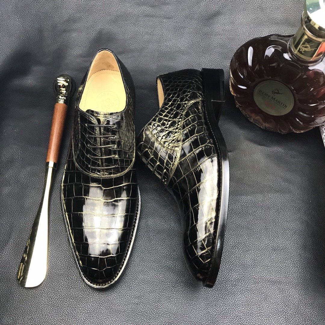 Crocodile Skin Black Gold Oxford Shoe BMBAS12090 image 5