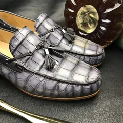 Men’s Loafers Excellent Soft Crocodile Skin Flats BMGAS12093 image 4