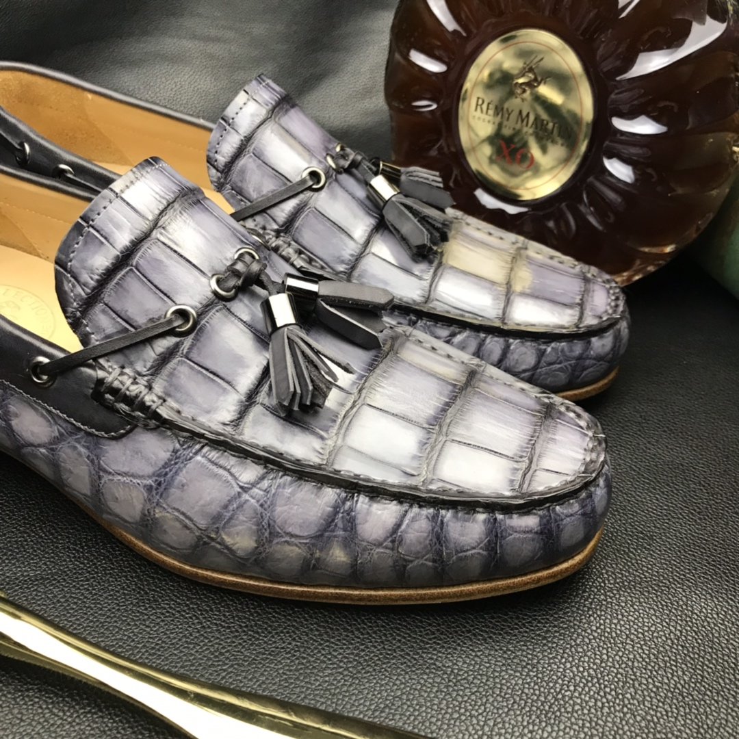 Men’s Loafers Excellent Soft Crocodile Skin Flats BMGAS12093 image 4